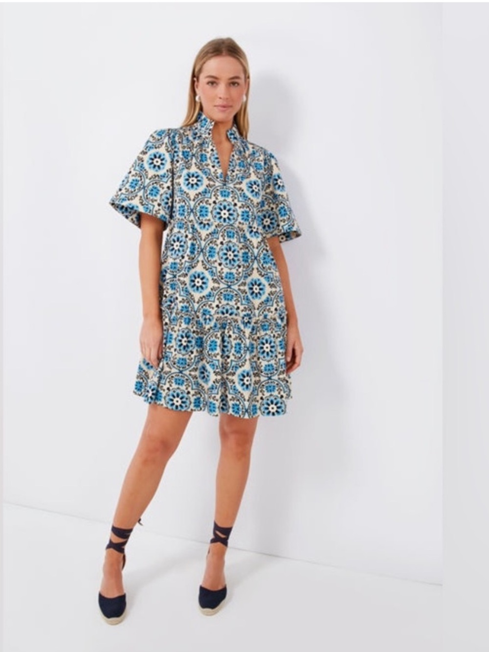 Tuckernuck Golden Medallion Crawford Mini Dress In Blue Multi